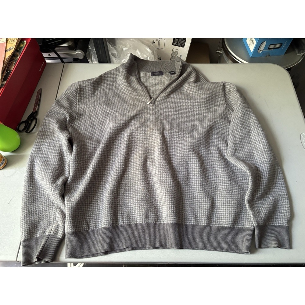 Linea Rossa Signature Men's Gray Houndstooth 1/4 Zip Pullover Sweater Size XL